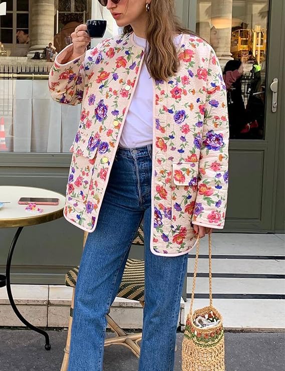 Katy | Katoenen jas met bloemenprint