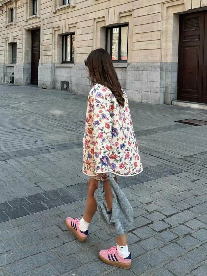 Katy | Katoenen jas met bloemenprint