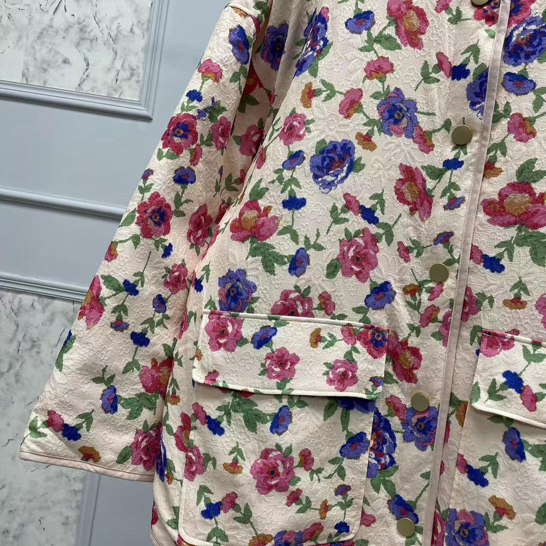Katy | Katoenen jas met bloemenprint