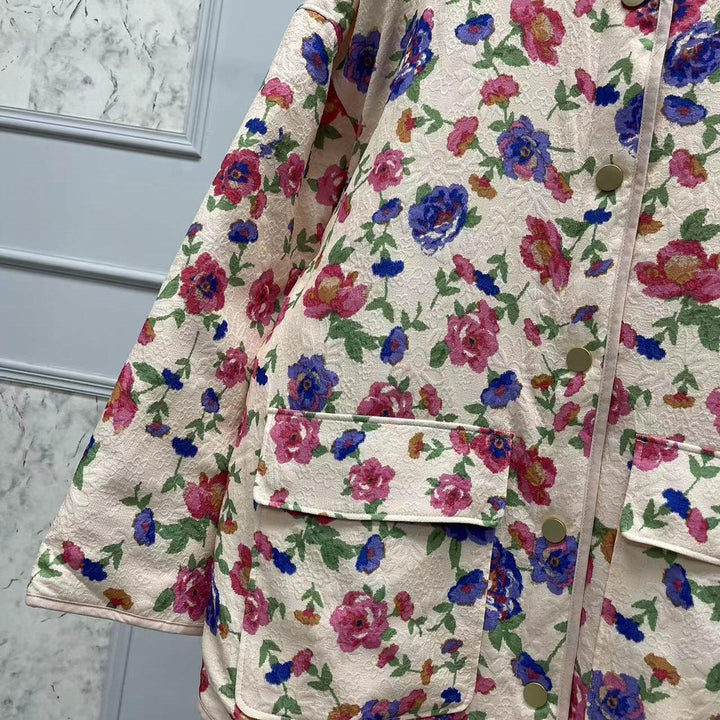 Katy | Katoenen jas met bloemenprint