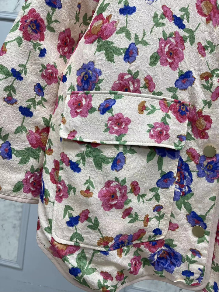 Katy | Katoenen jas met bloemenprint