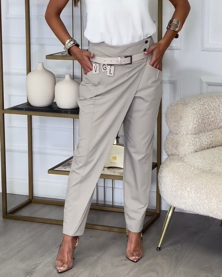 Cora™ | Stijlvolle Patchwork Broek met Ceintuur