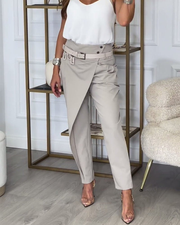Cora™ | Stijlvolle Patchwork Broek met Ceintuur