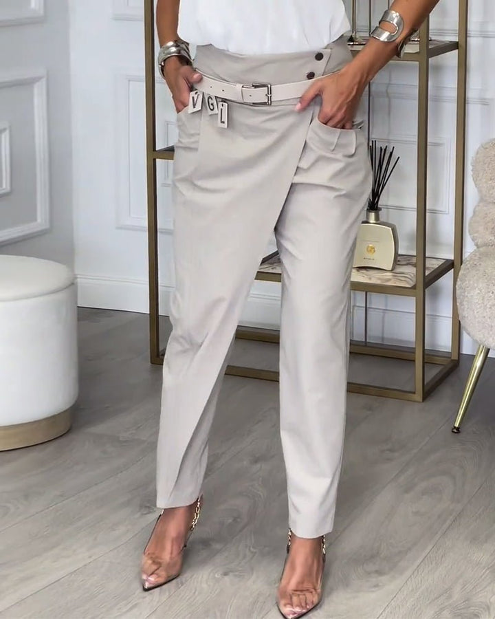 Cora™ | Stijlvolle Patchwork Broek met Ceintuur