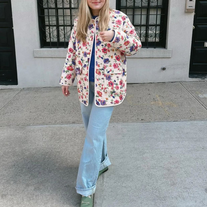 Katy | Katoenen jas met bloemenprint