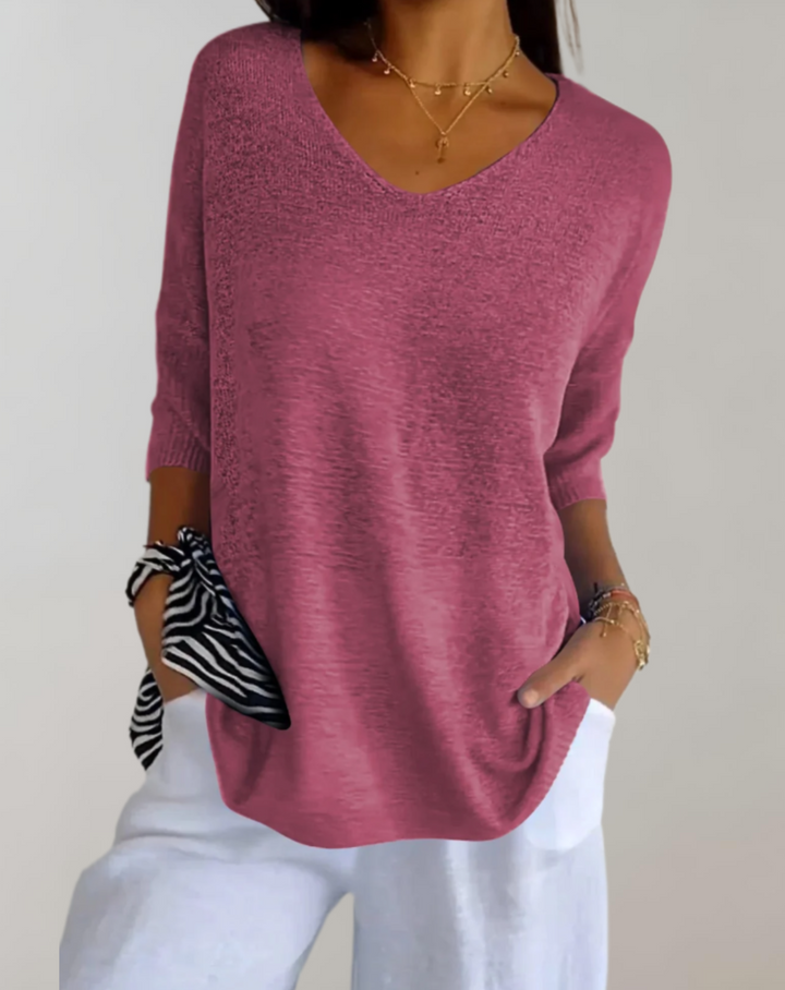 Laluna® | Gebreide Top Met V-Hals