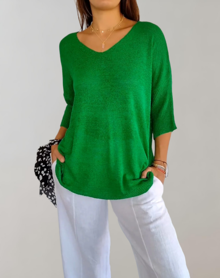 Laluna® | Gebreide Top Met V-Hals